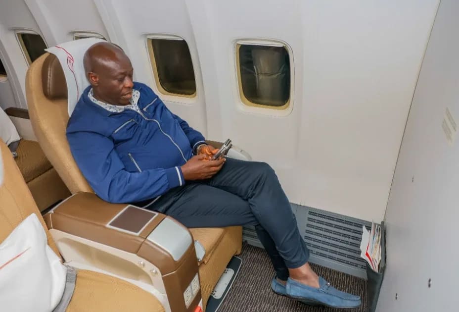DCP leader Rigathi Gachagua leaves Nairobi to attend the swearing-in of South African President Cyril Ramaphosa on June 18, 2024. /DPCS