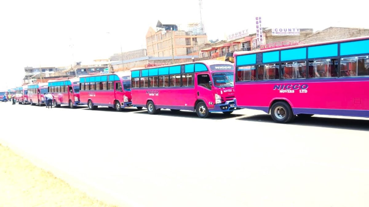 A photo of Nicco Movers Sacco matatus along Thika Road. /NICCO MOVERS