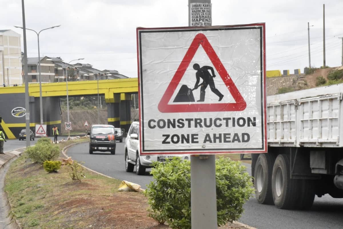 Sign showing a construction zone ahead along Southern Bypass. /KENHA