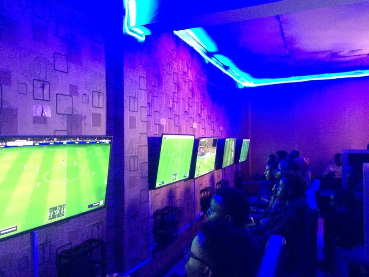 Photo of youth playing video games at a gaming hub in Kenya. /THIKA TOWN TODAY
