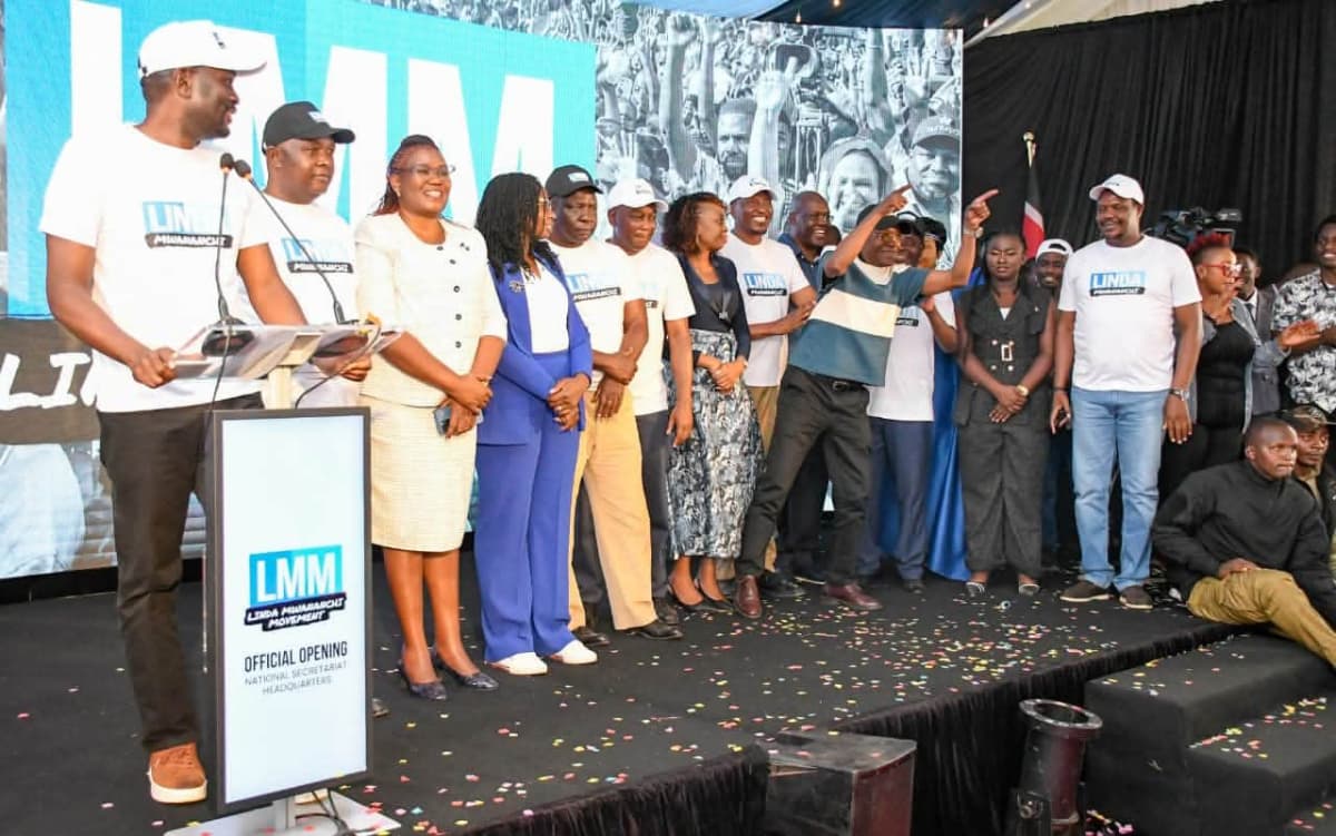 Senator Edwin Sifuna addressing Linda Mwananchi delegates as he unveils the proposed party secretariat on Friday, October 30, 2026. /LINDA MWANANCHI
