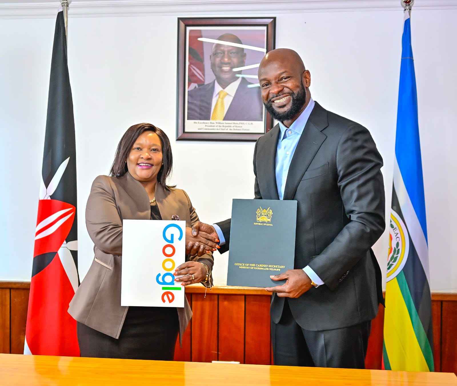 Tourism CS Rebecca Miano with Google Africa Managing Director Alex Okosi on May 29, 2026. /REBECCA MIANO