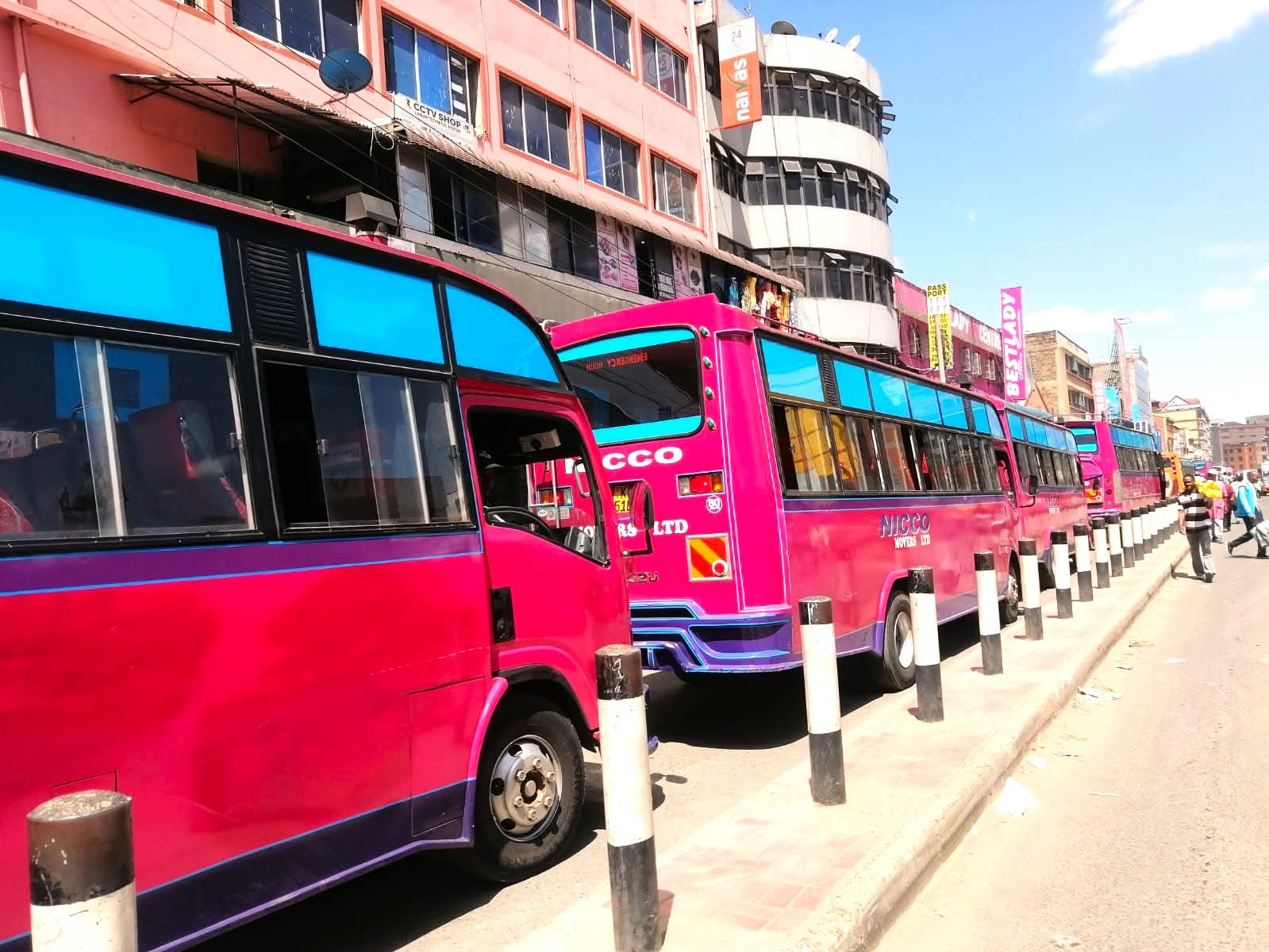A photo of a fleet of Nicco Sacco buses in Nairobi CBD. /NICCO TRAVELLERS