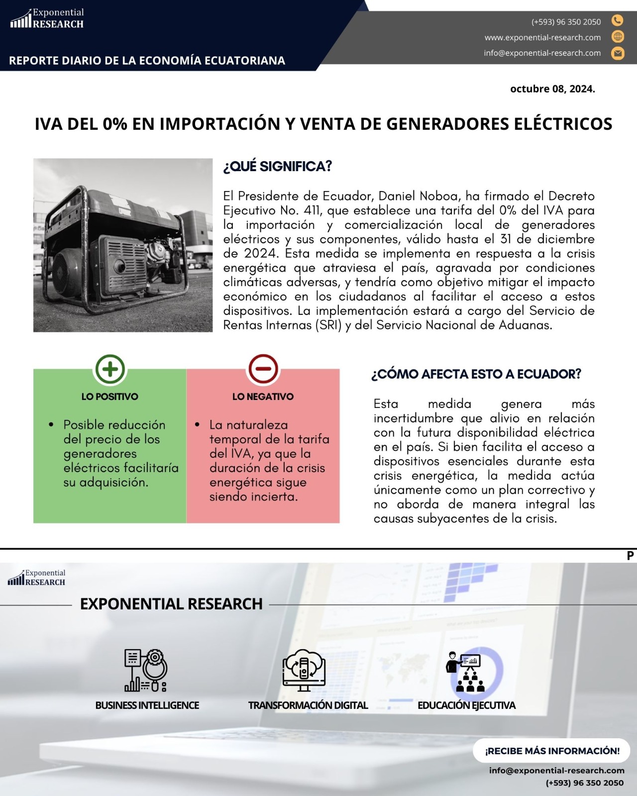 Reporte diario de la economía