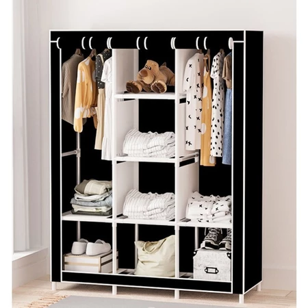 Guarda-Roupa Dobrável Descontok aberto e organizado