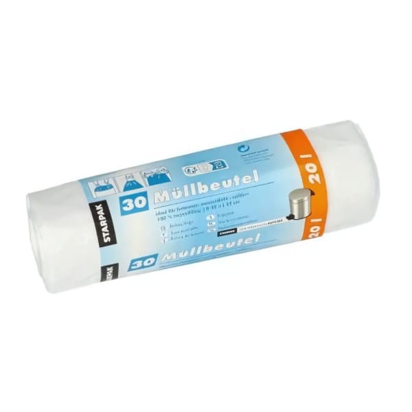PapStar Abfallbeutel mit Zugband 20 L, 55 x 48 cm