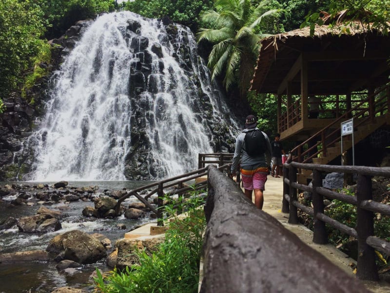 A waterfall surrounded by Pohnpei’s forest