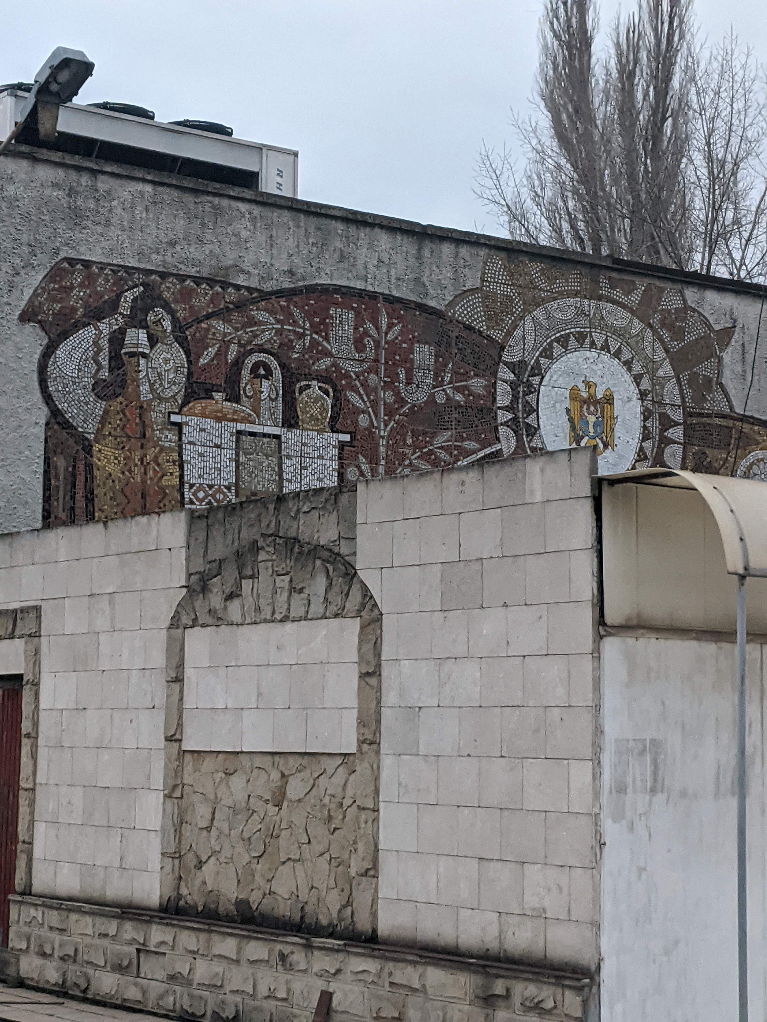soviet mosaic, by Mikhail Burya; Vladislav Andreevich Obukh, Chișinău, Moldova (1967)