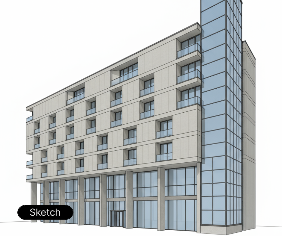 Render de edificio modelo 3D