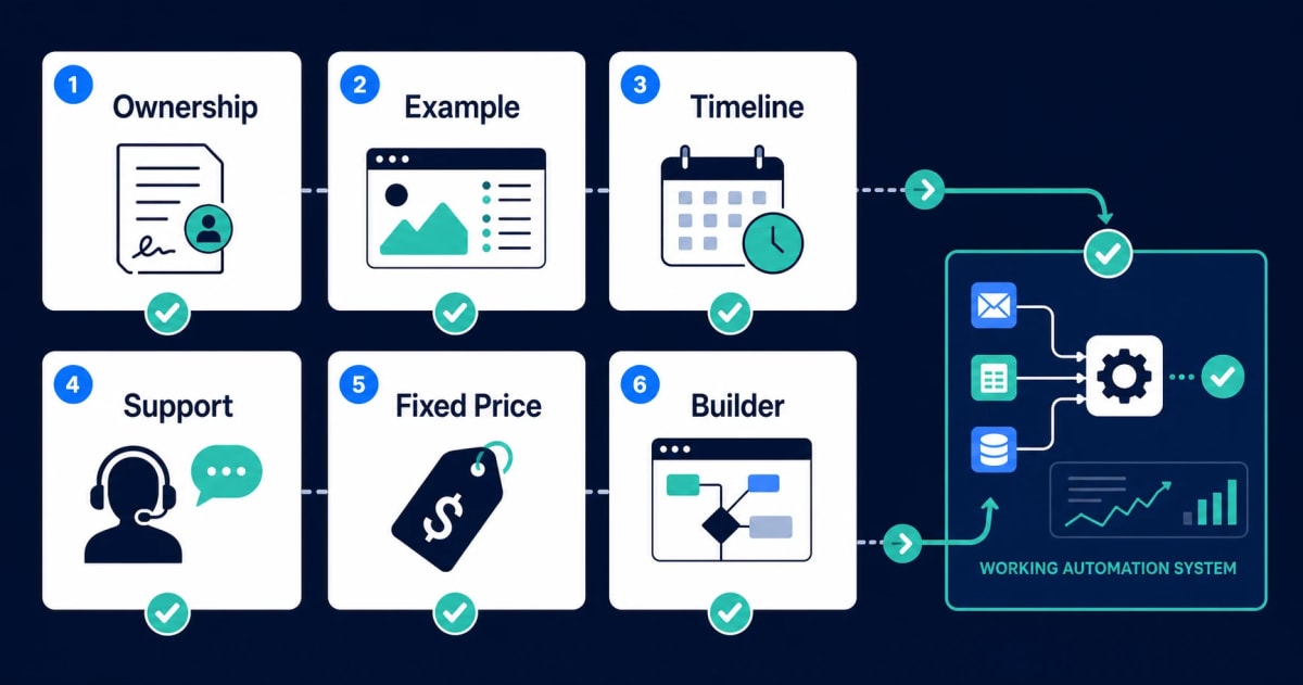 Ownership, Example, Timeline, Support, Fixed Price, Builder