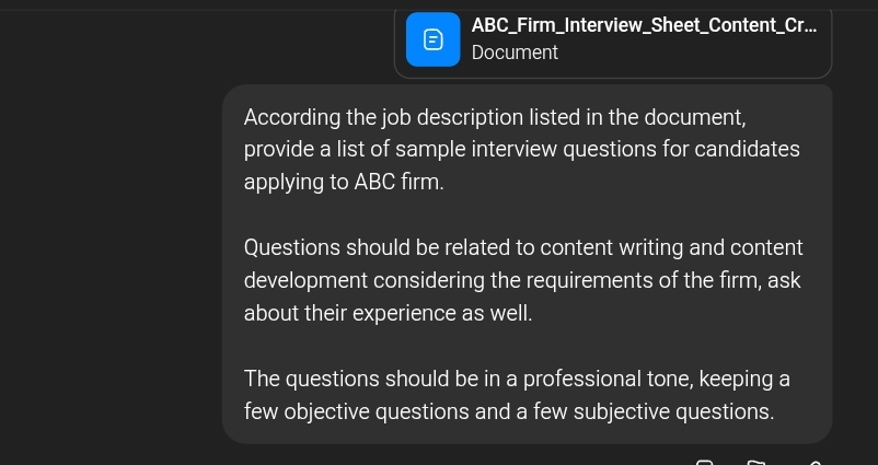 Creating a Sample List of Interview Questions