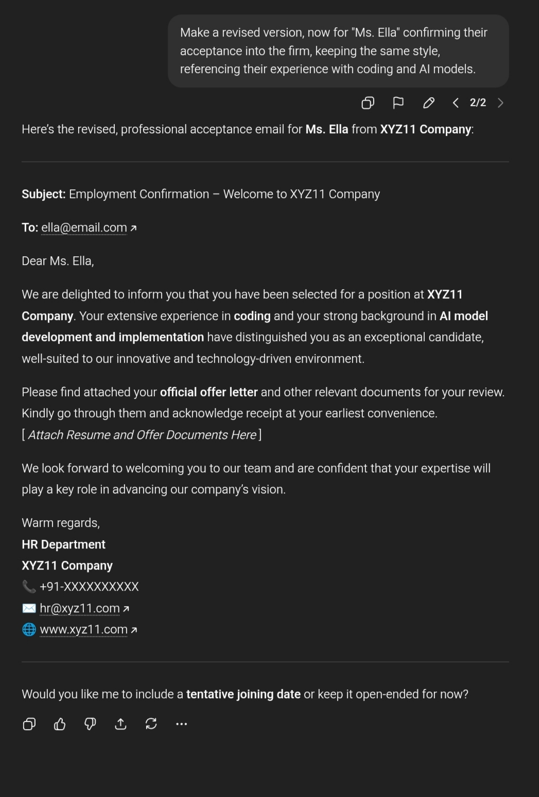 The Revised Version of the Email Template