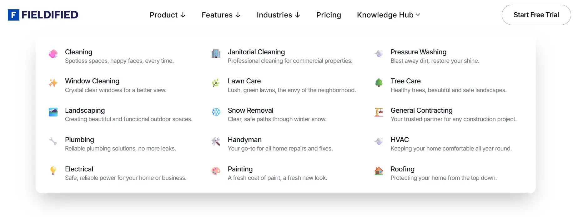 Fieldified CRM industries and services