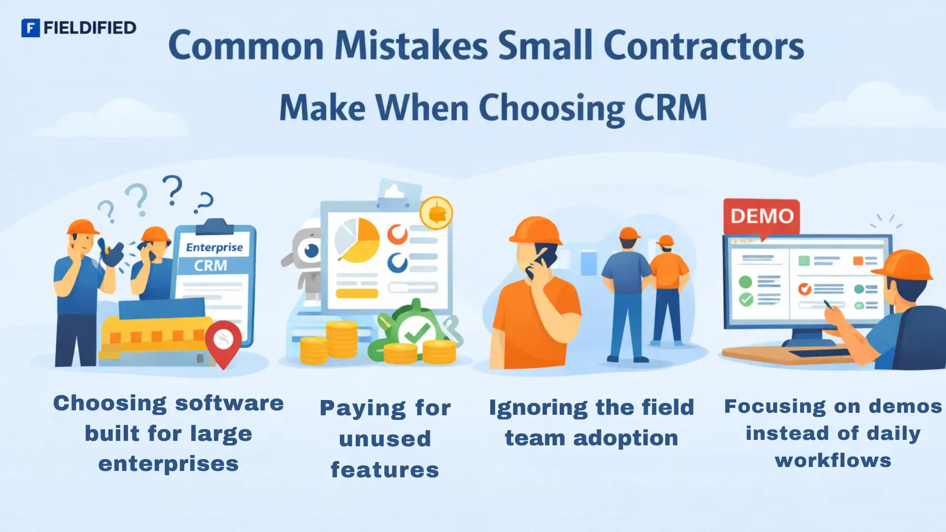 Construction contractor using mobile CRM app on job site