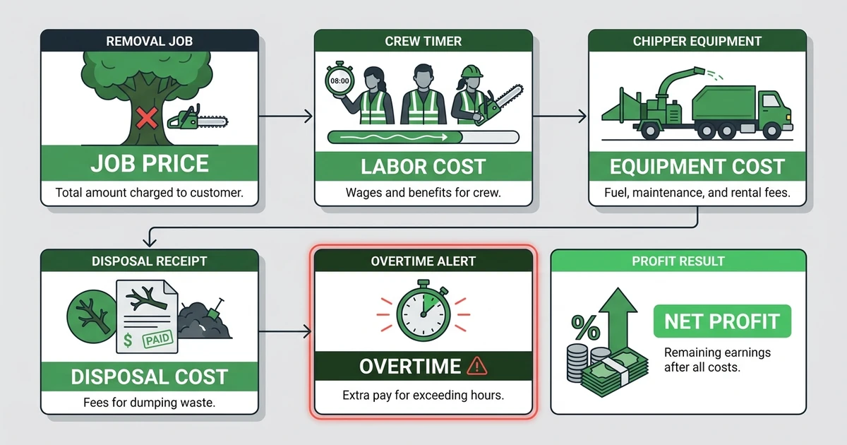 Job Price, Labor Cost, Equipment Cost, Disposal Cost, Overtime, Net Profit