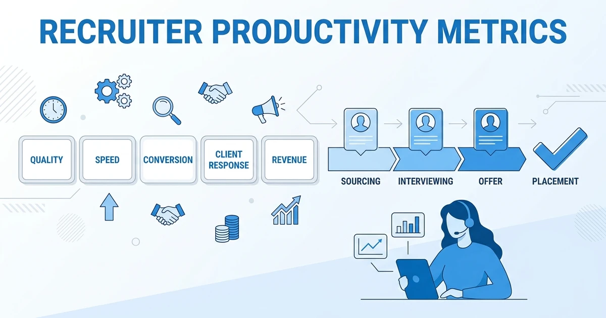Track recruiter productivity metrics that connect activity to quality, speed, pipeline conversion, client response, and revenue growth. Learn.
