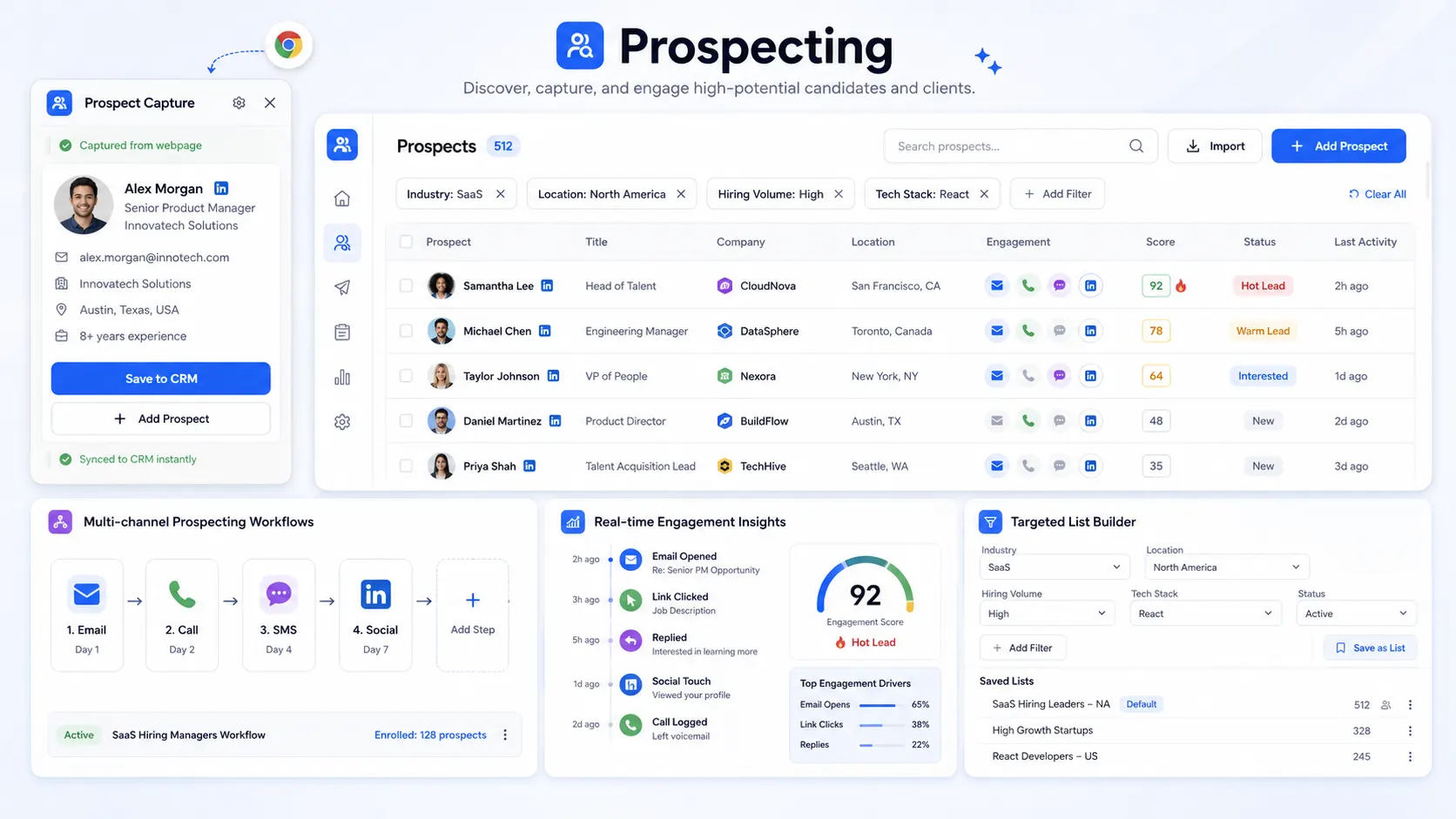 ATZ CRM prospecting tools interface for recruitment business development