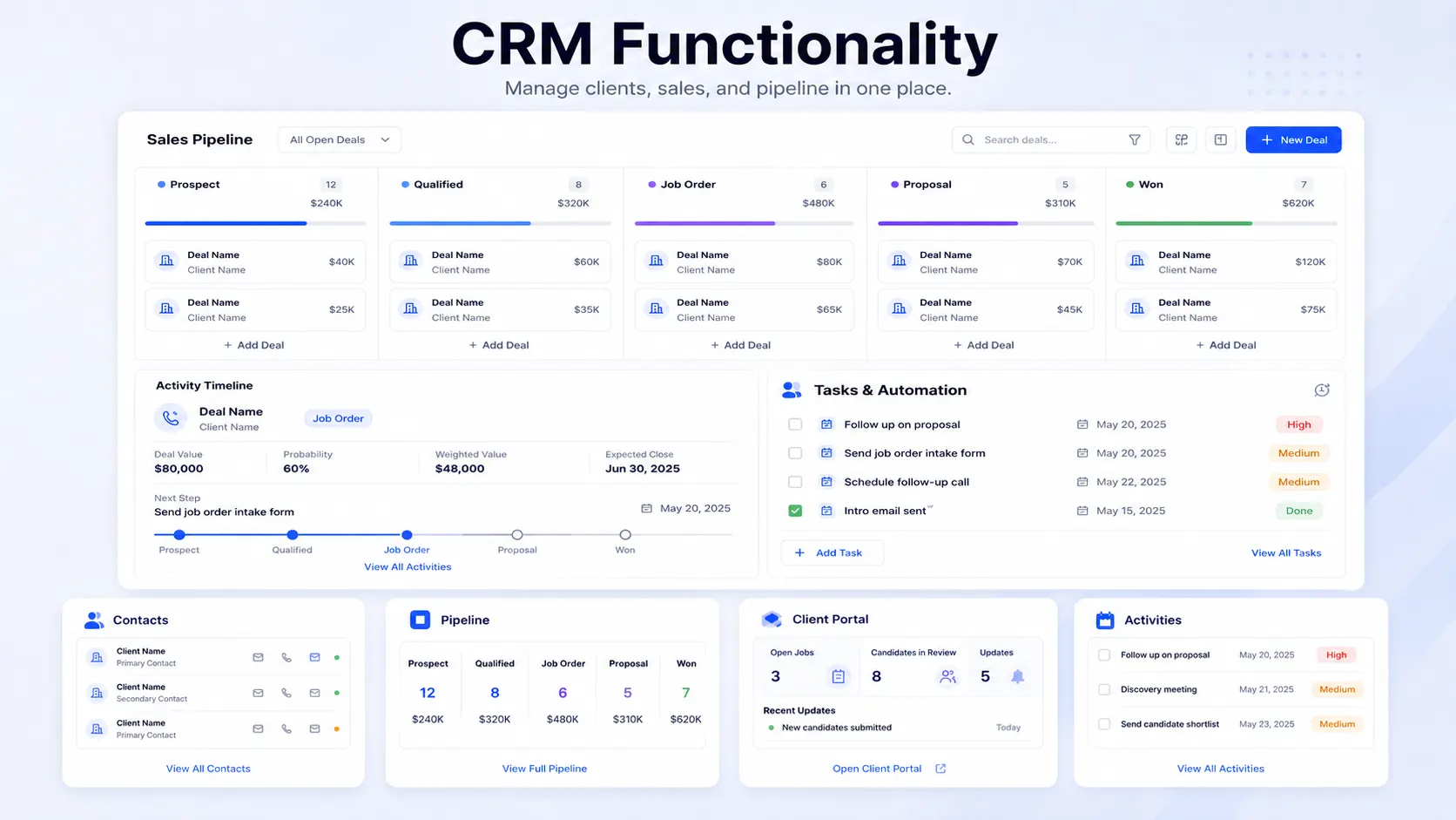 ATZ CRM recruitment CRM interface for managing candidate and client relationships