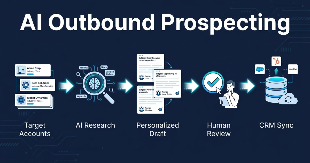 See how AI prospecting workflows research accounts, draft relevant outreach, sync CRM data, and help small sales teams start better conversations.