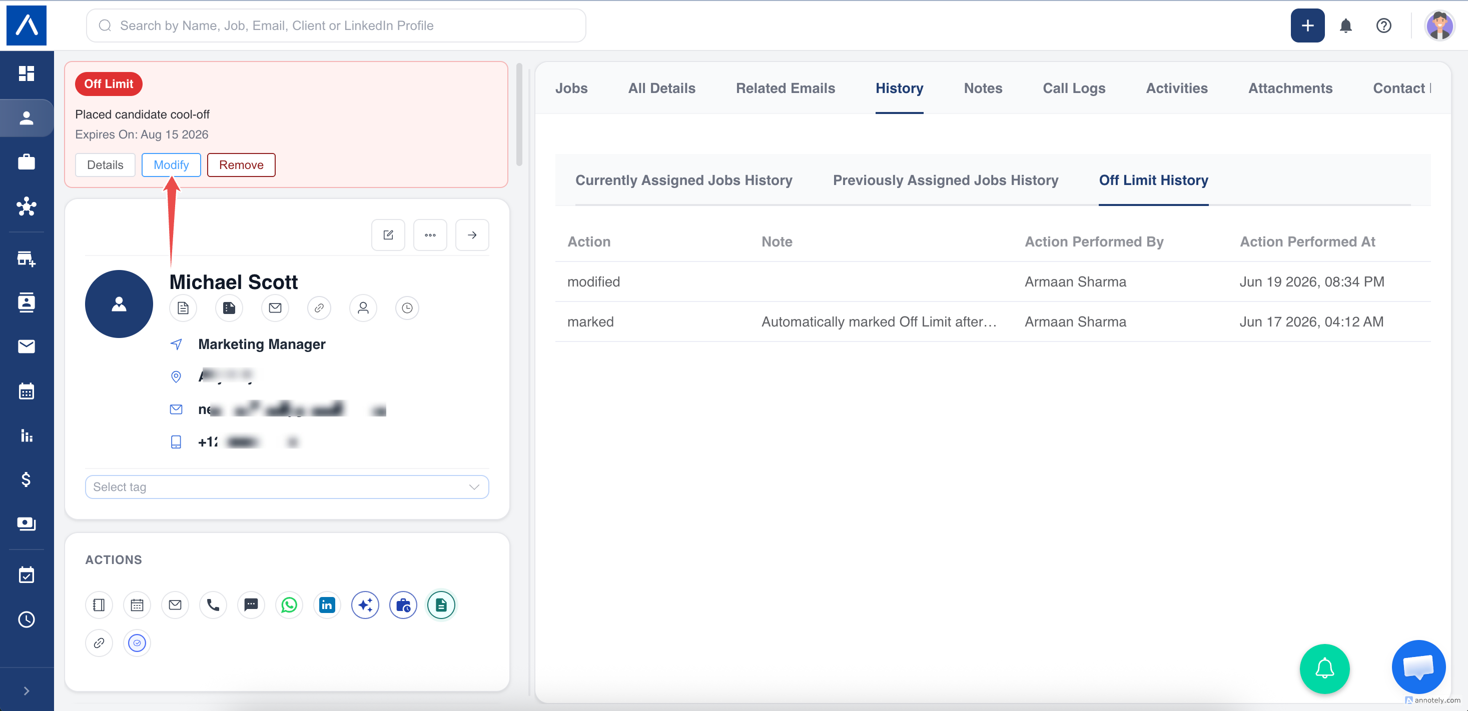 Modify Off Limit restriction in ATZ CRM