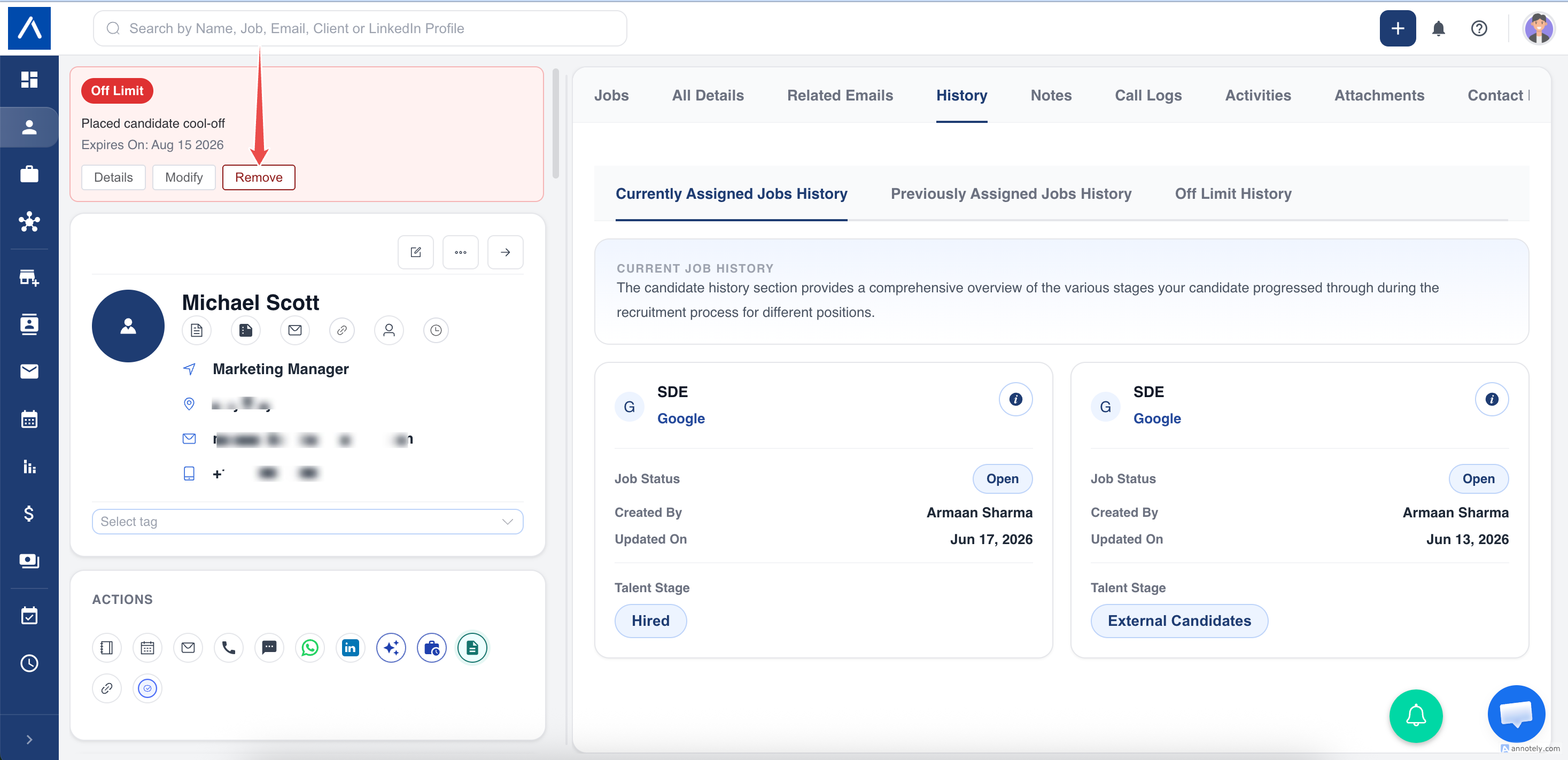 Remove Off Limit restriction in ATZ CRM