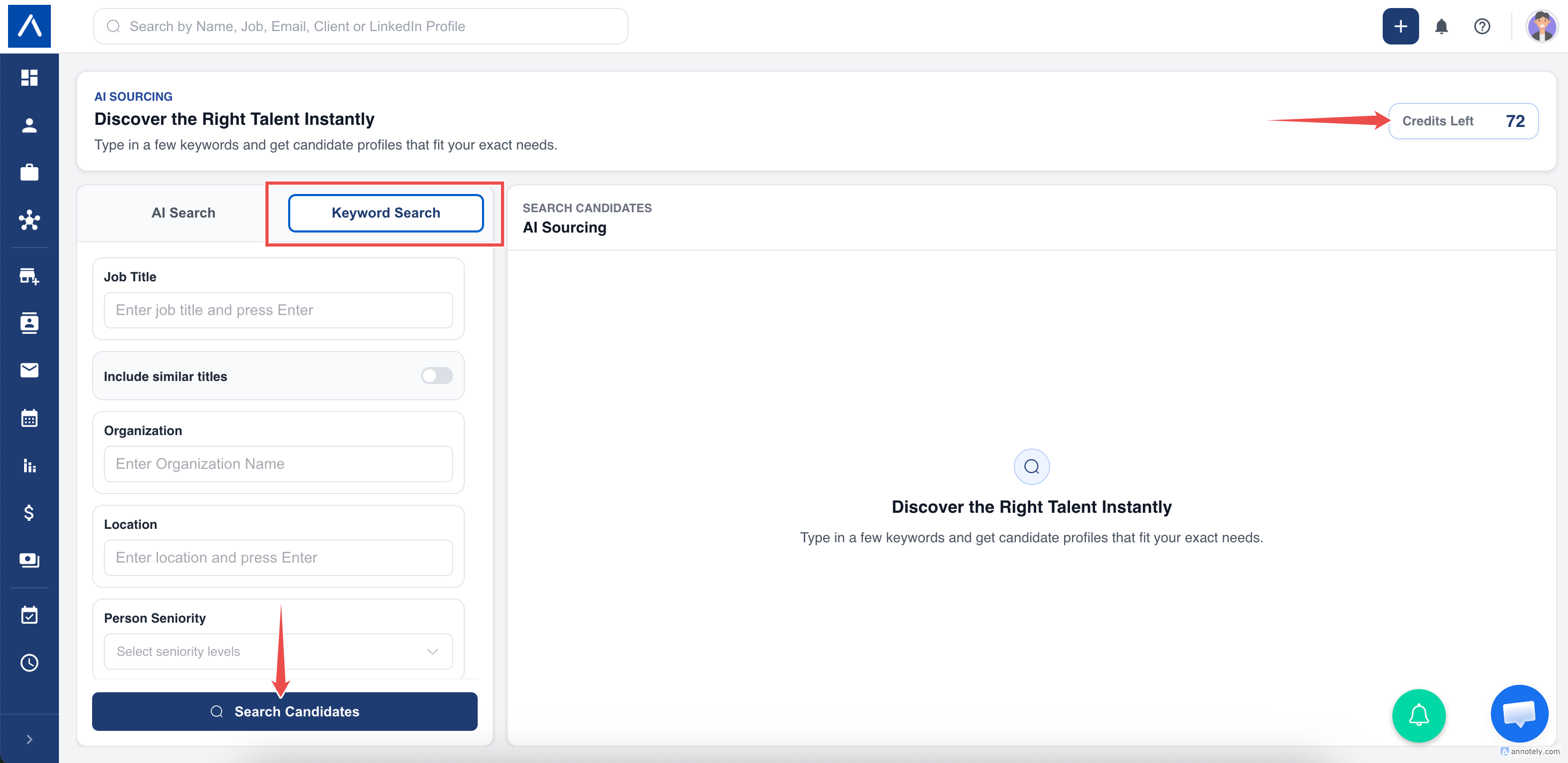 Keyword Search in AI Sourcing