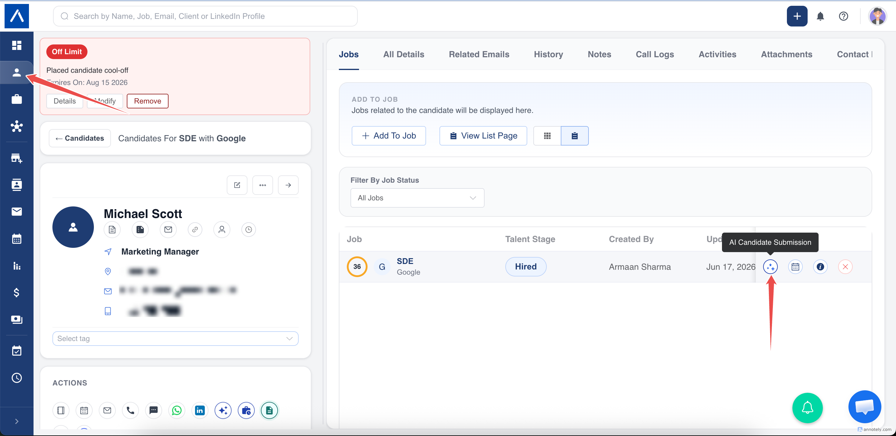AI Candidate Submission from candidate profile