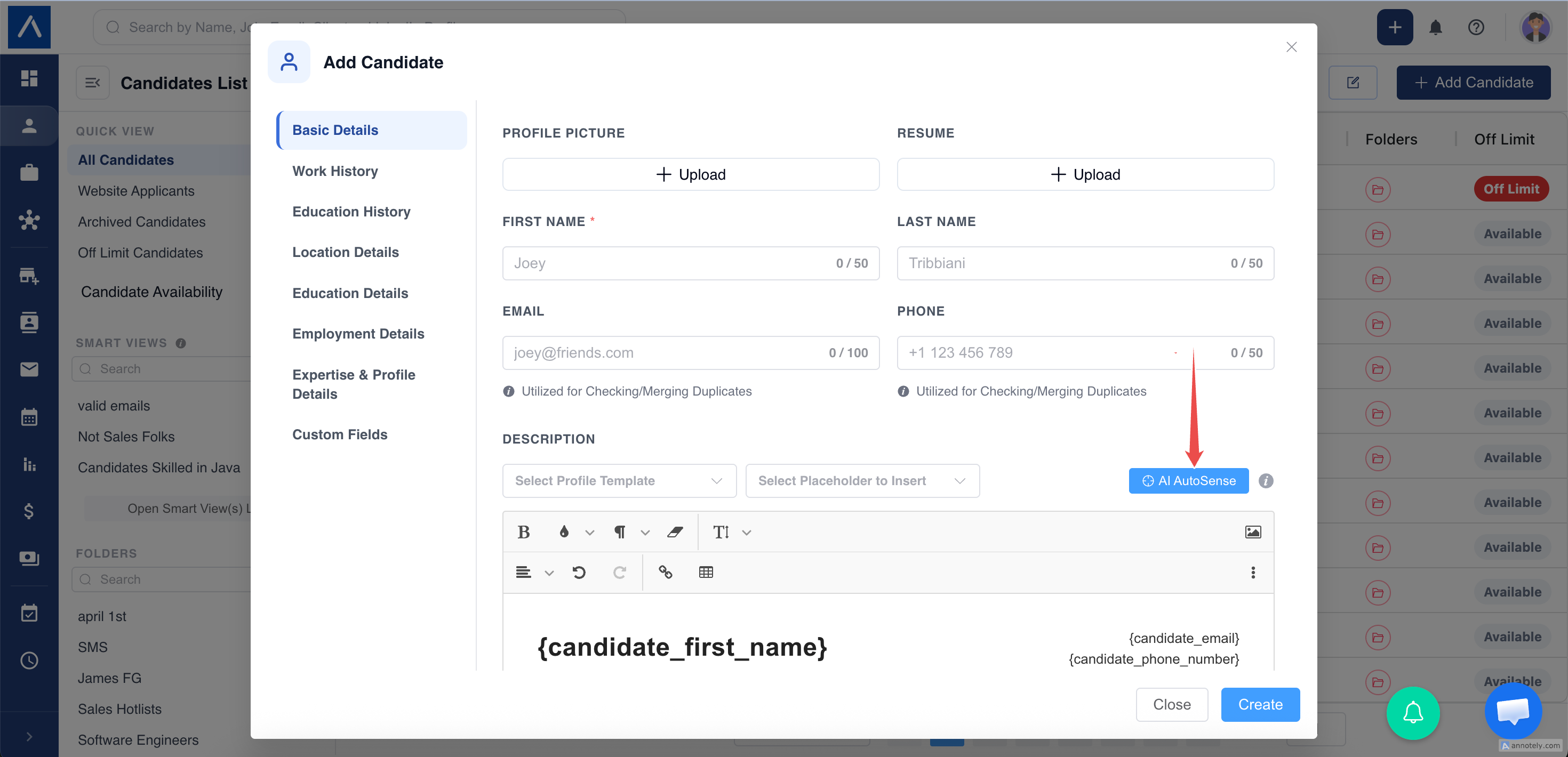 AutoSense output dialog