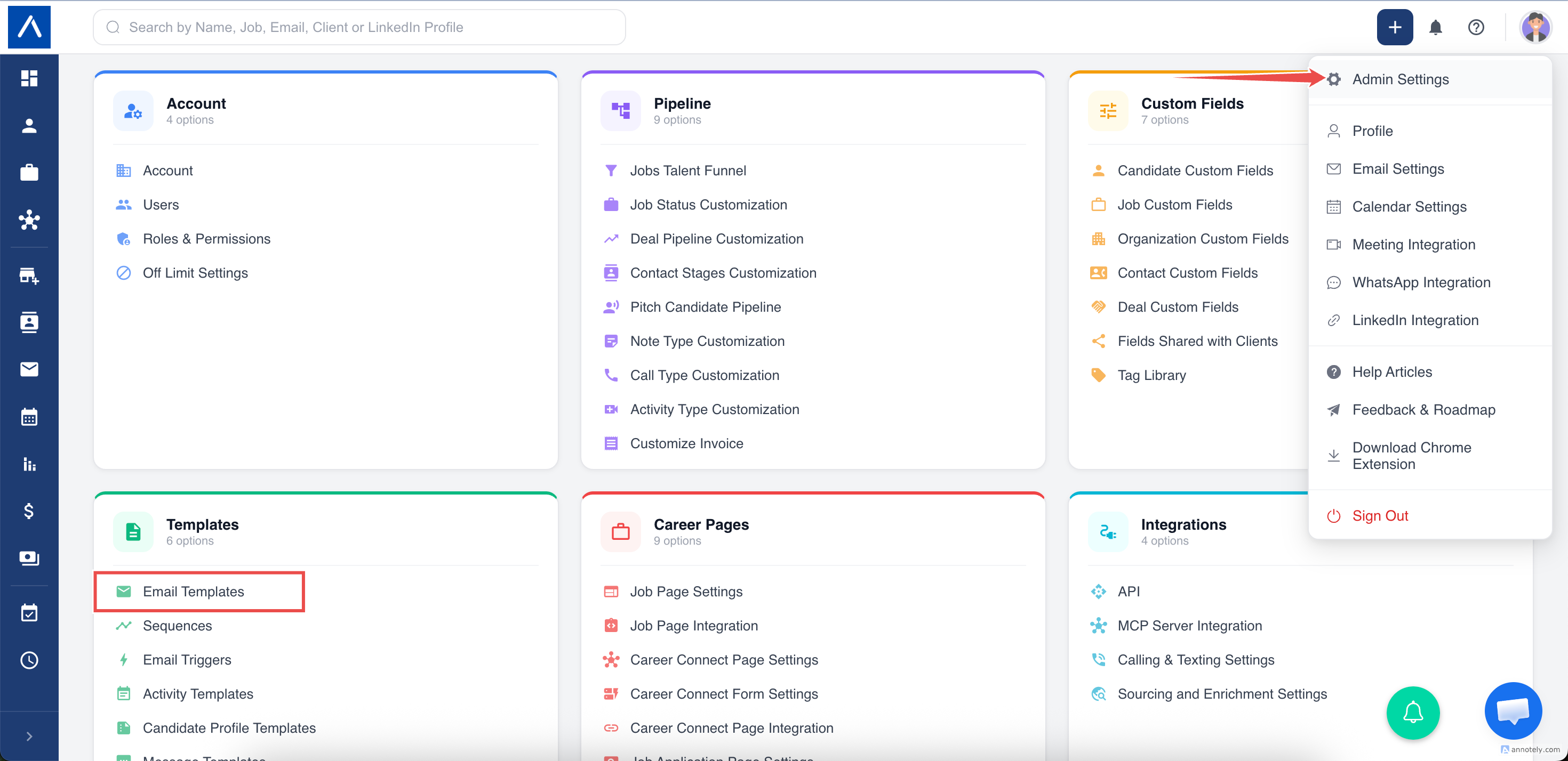 AI Email Template section