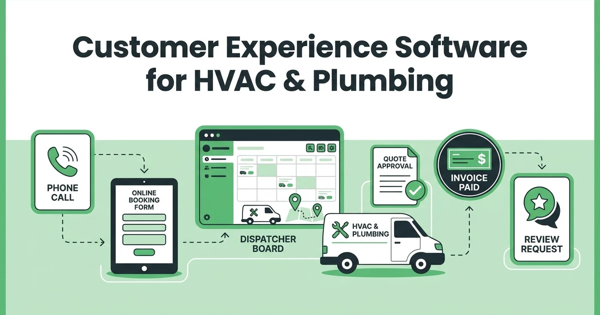 Compare customer experience software for HVAC and plumbing companies that helps teams answer calls, book jobs, update clients, invoice, and collect payments.