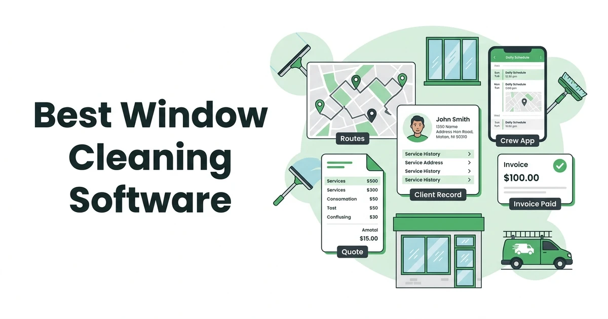 Compare the best window cleaning software for quotes, routes, client records, invoices, payments, follow-ups, crew scheduling, and field notes.