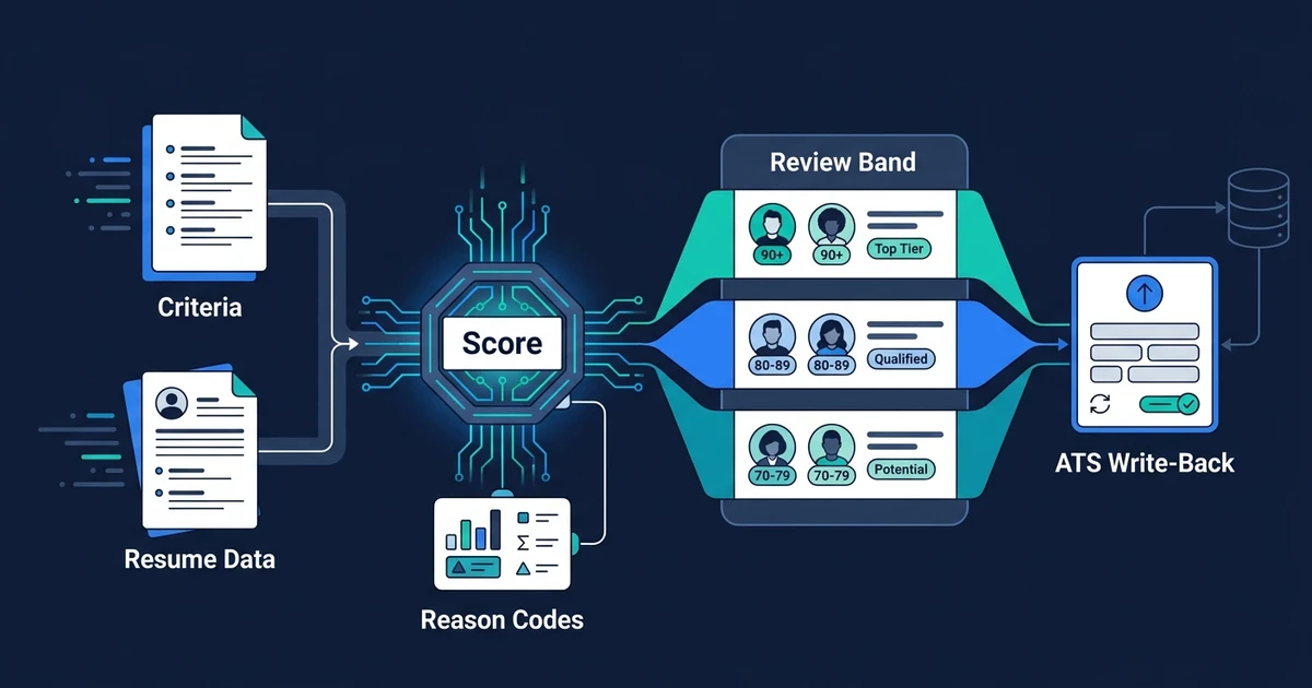 Criteria, Resume Data, Score, Reason Codes, Review Band, ATS Write-Back