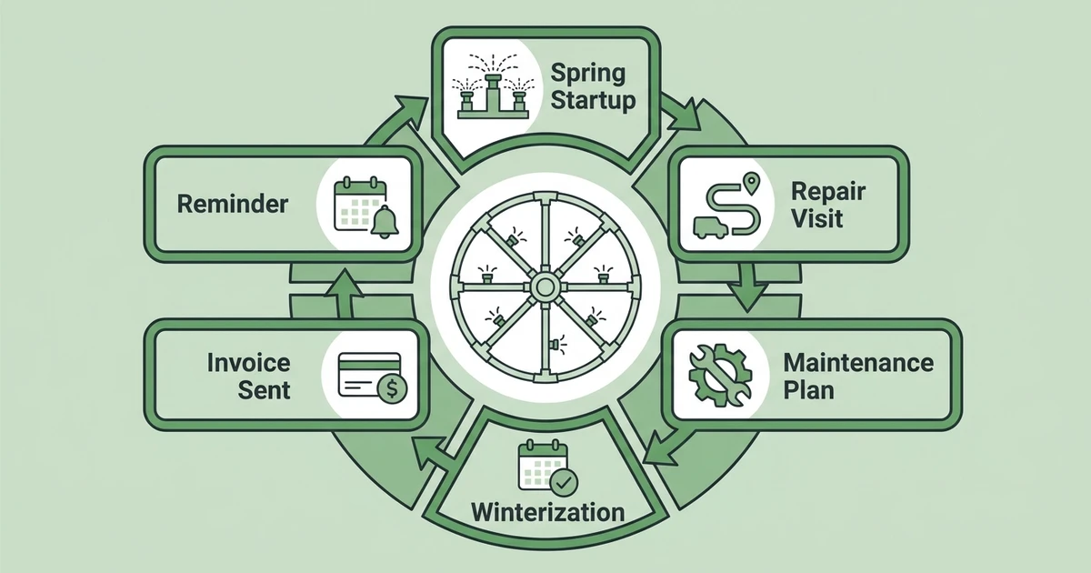 Spring Startup, Repair Visit, Maintenance Plan, Winterization, Invoice Sent, Reminder