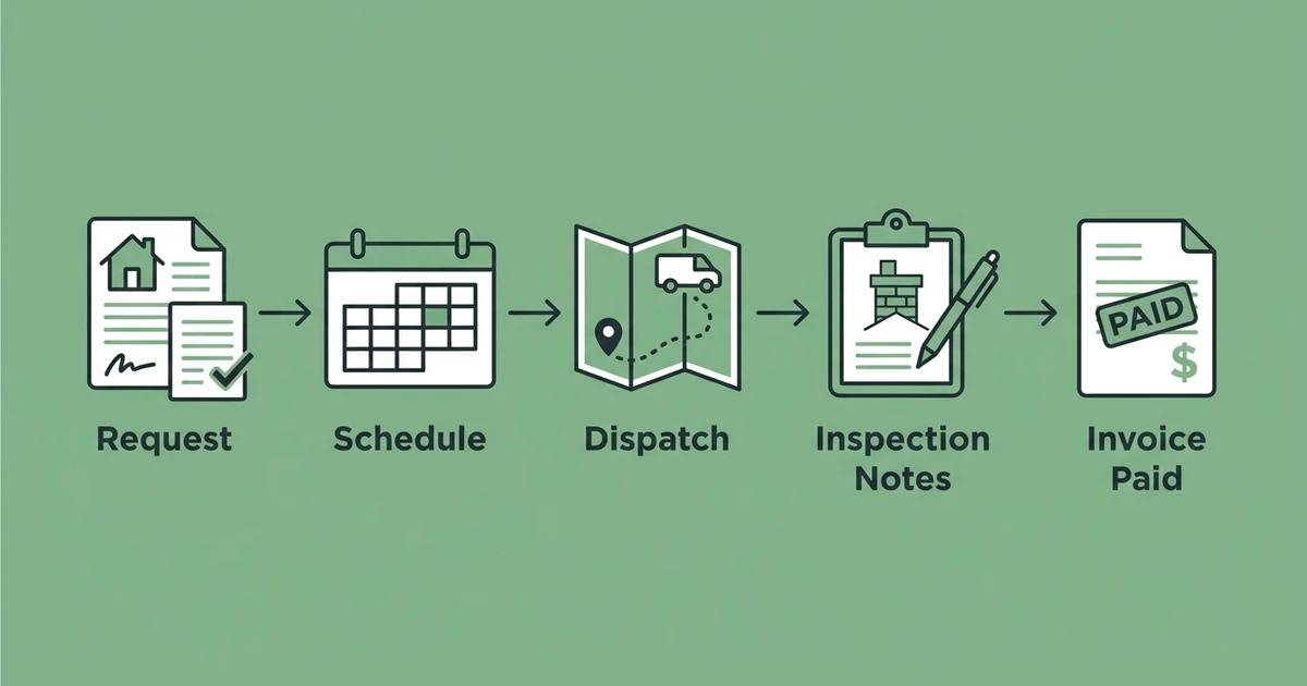 Request, Schedule, Dispatch, Inspection Notes, Invoice Paid