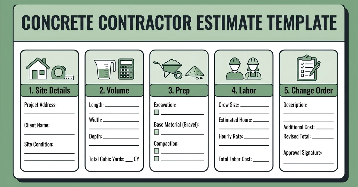 Site Details, Volume, Prep, Labor, Change Order