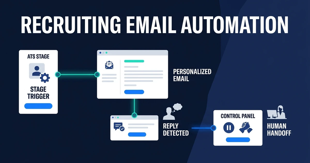 Recruitment e-mailautomatisering verstuurt tijdige updates aan kandidaten, stopt wanneer iemand reageert en logt elk bericht zonder het oordeel van de recruiter weg te nemen.