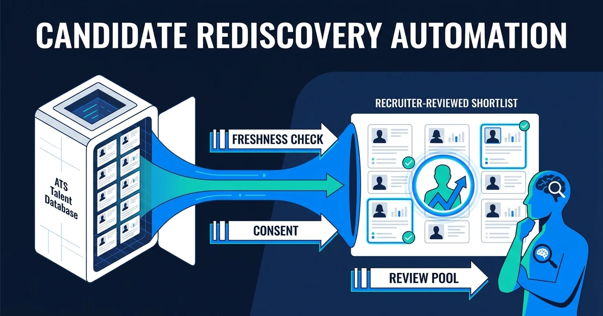 Candidate rediscovery automation helps recruiters resurface past talent responsibly with freshness checks, consent controls, and review gates.