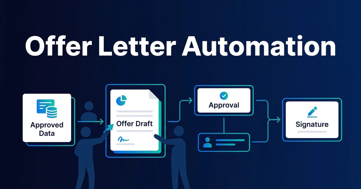 Offer Letter Automation verbindet genehmigte Kandidatendaten, Templates, Approvals, E-Signature, Reminder, Revisionen und ATS-Statusupdates sicher.