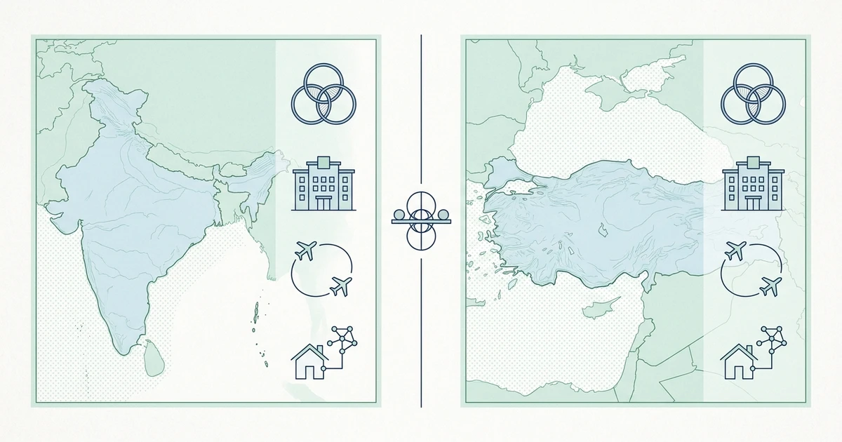 Compare India and Türkiye for medical treatment using clinical fit, verified facilities, case-matched estimates, visas, travel, regulation, and follow-up.