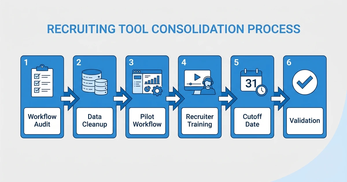 Workflow Audit, Data Cleanup, Pilot Workflow, Recruiter Training, Cutoff Date, Validation