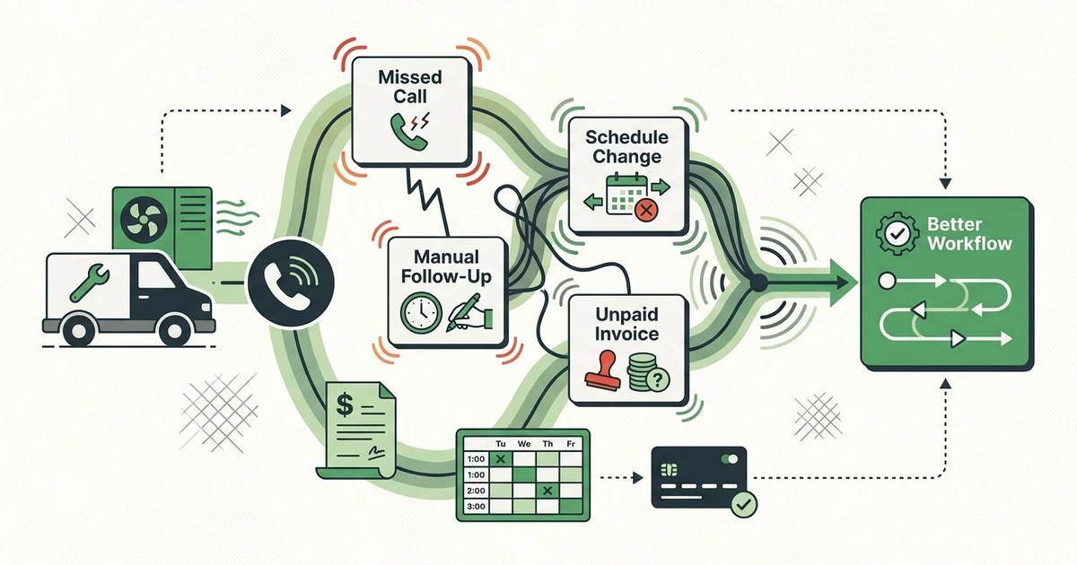 Missed Call, Manual Follow-Up, Schedule Change, Unpaid Invoice, Better Workflow