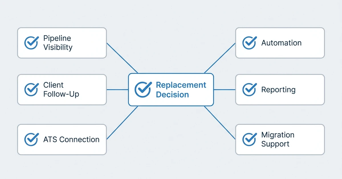Pipeline Visibility, Client Follow-Up, ATS Connection, Automation, Reporting, Migration Support