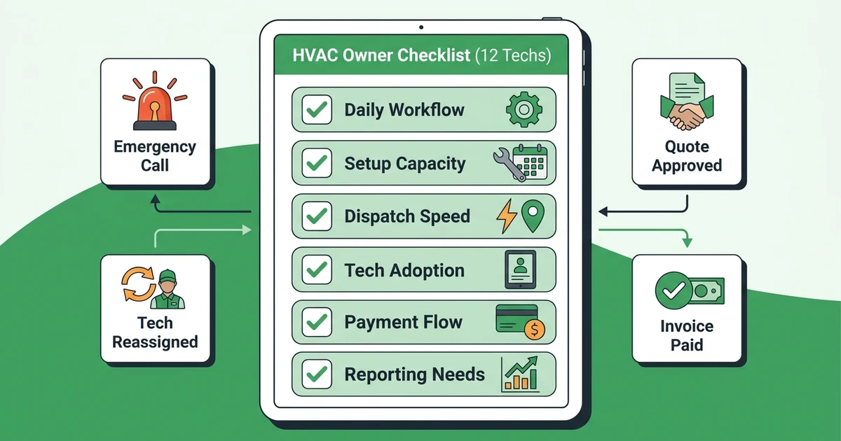 Daily Workflow, Setup Capacity, Dispatch Speed, Tech Adoption, Payment Flow, Reporting Needs