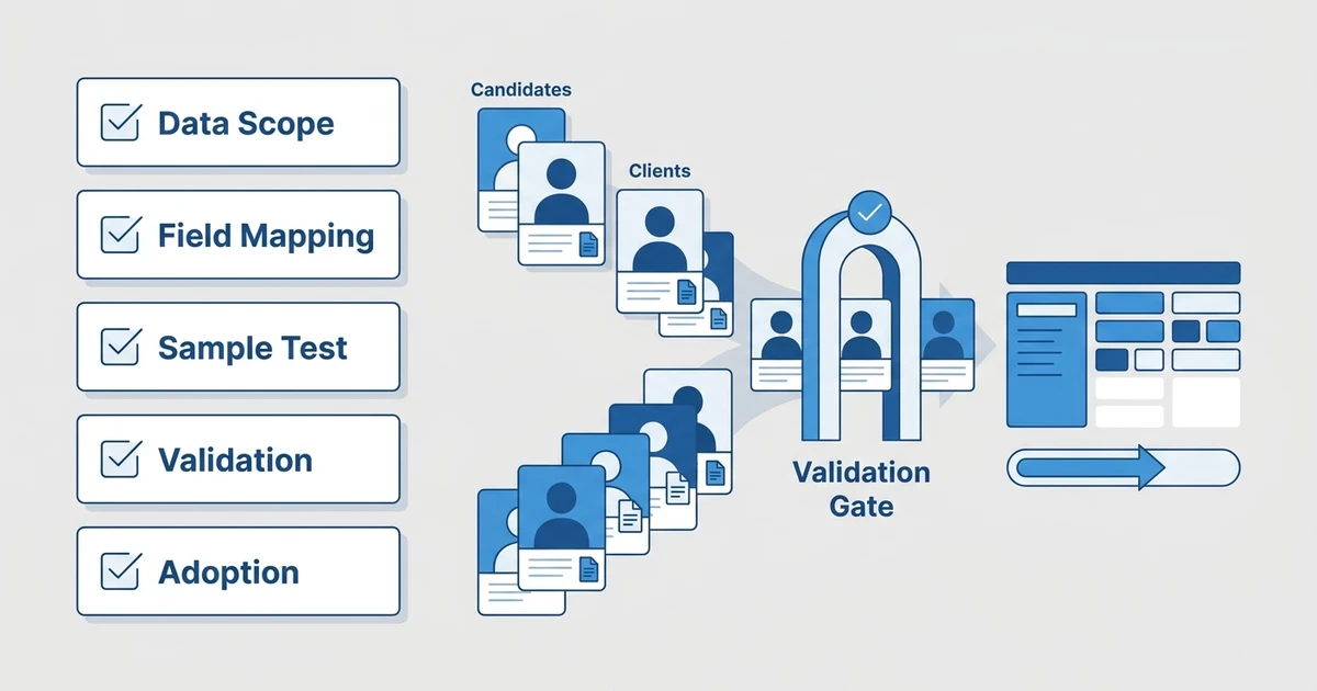Data Scope, Field Mapping, Sample Test, Validation, Adoption