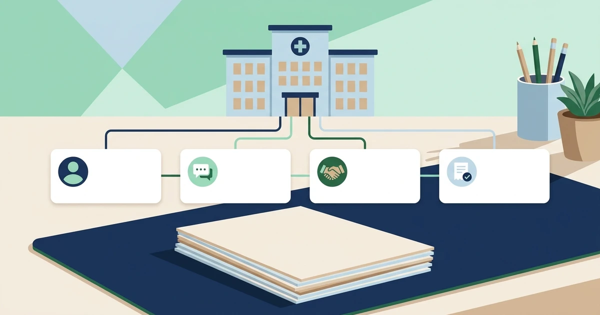 An editorial illustration of blank verification steps arranged beside an unbranded payment document.