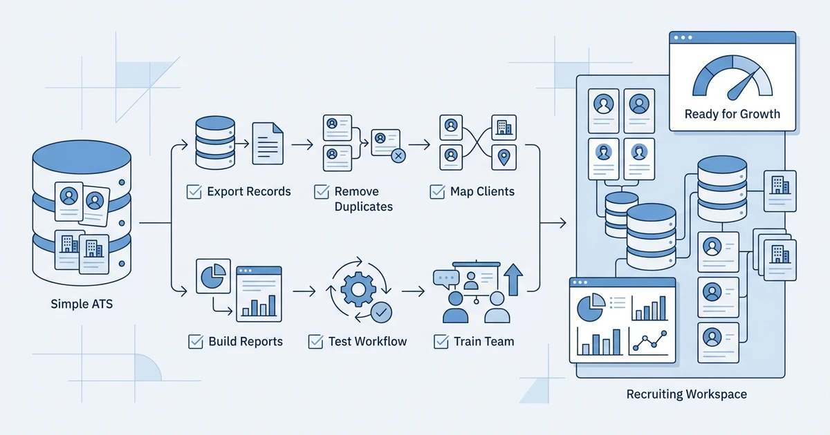 Export Records, Remove Duplicates, Map Clients, Build Reports, Test Workflow, Train Team