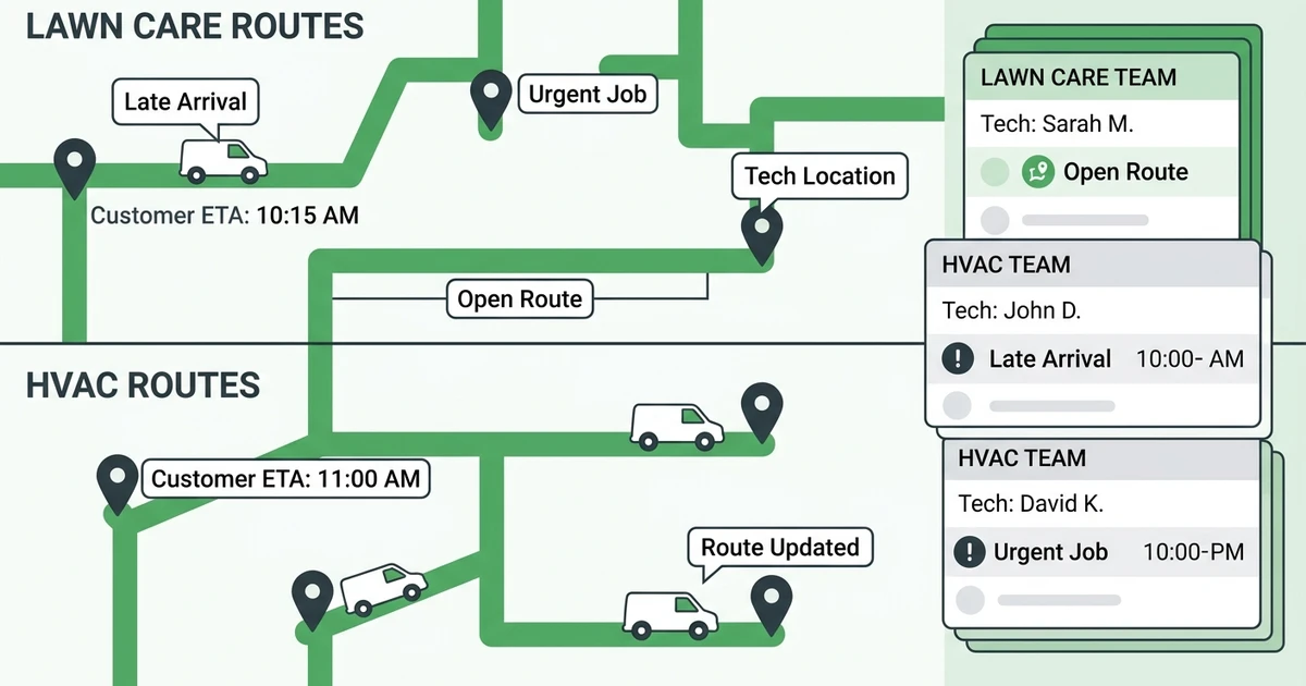 Late Arrival, Urgent Job, Open Route, Tech Location, Customer ETA, Route Updated