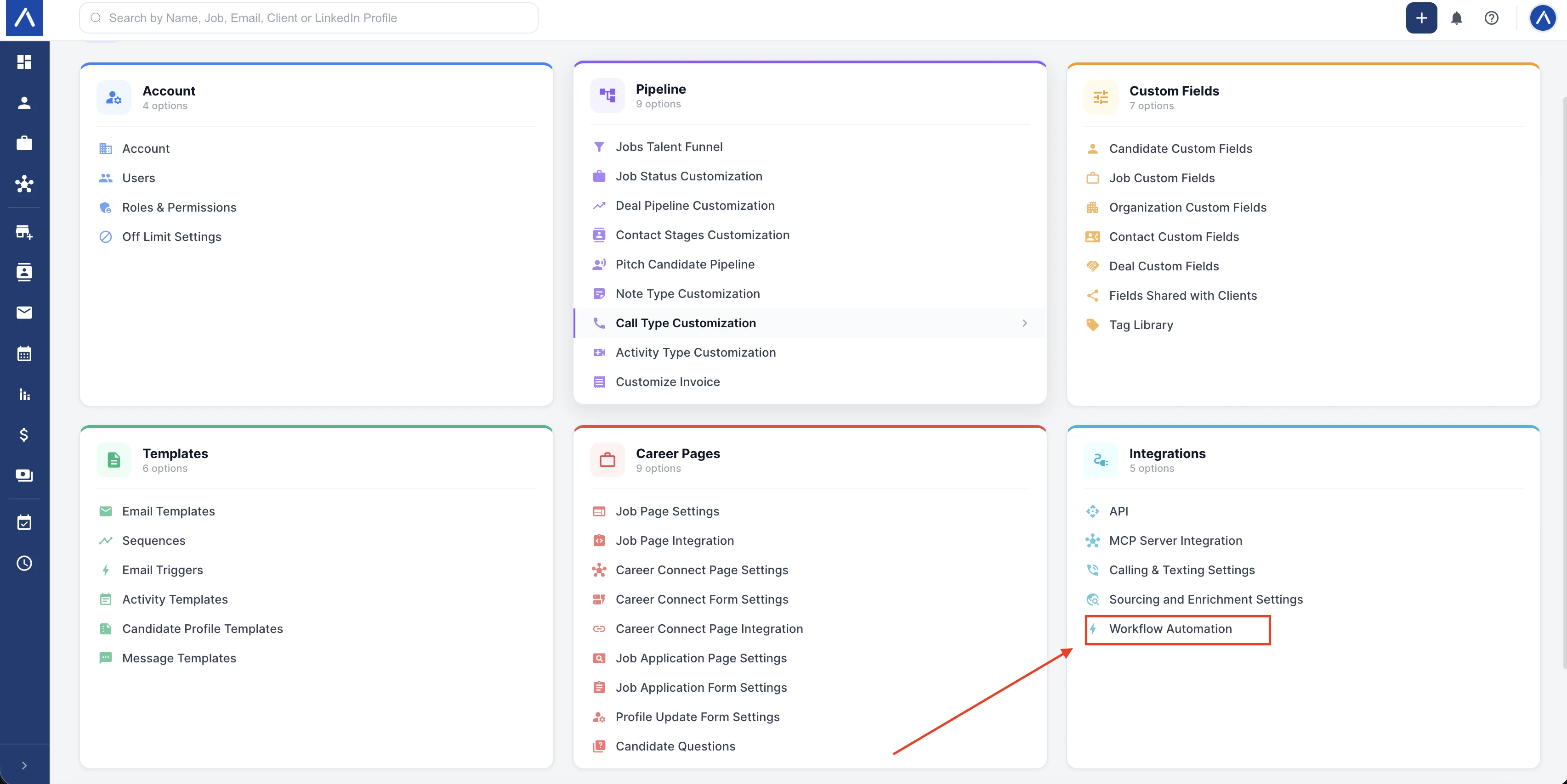 Workflow Automation in Admin Settings