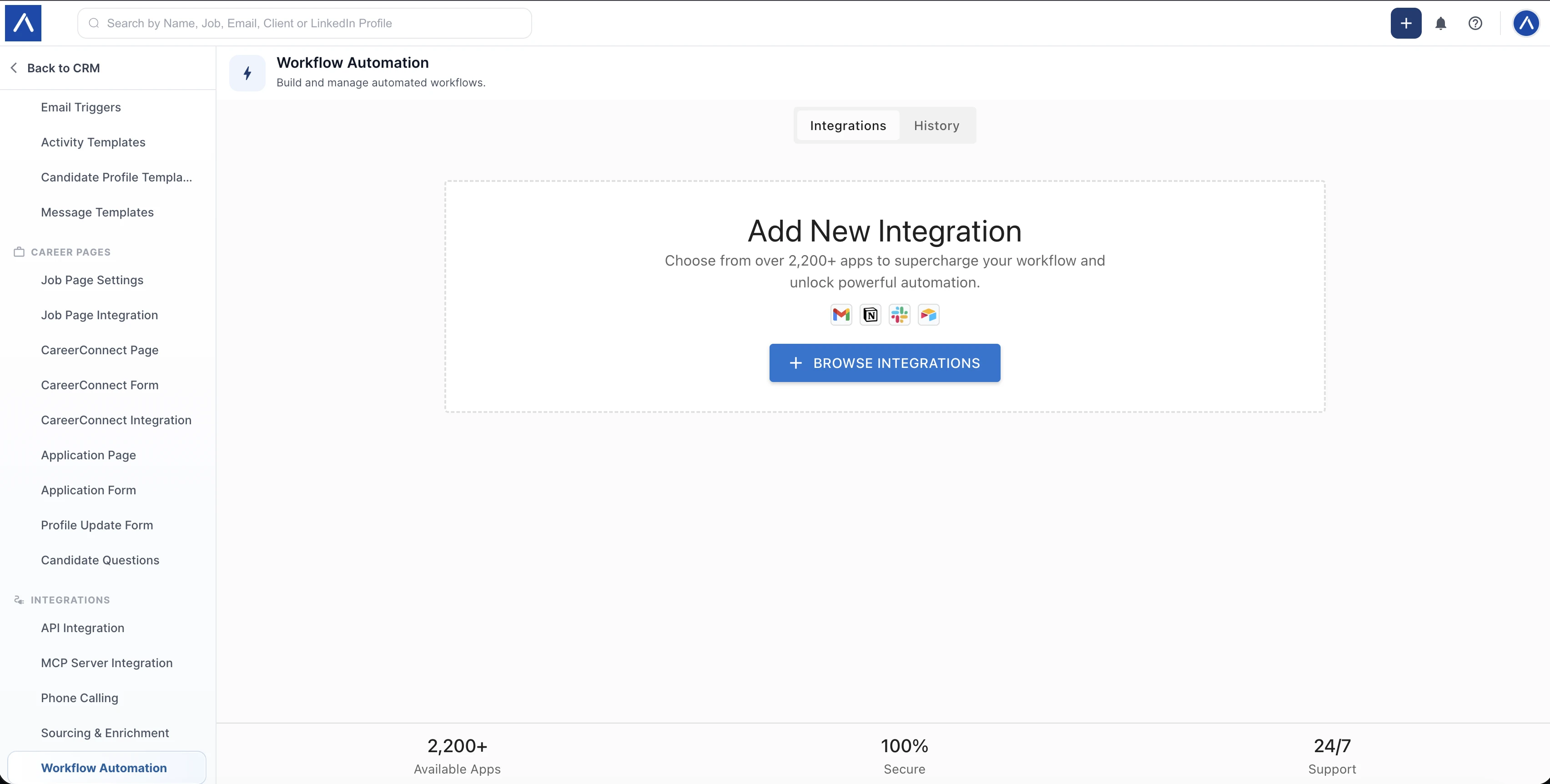 Workflow Automation page