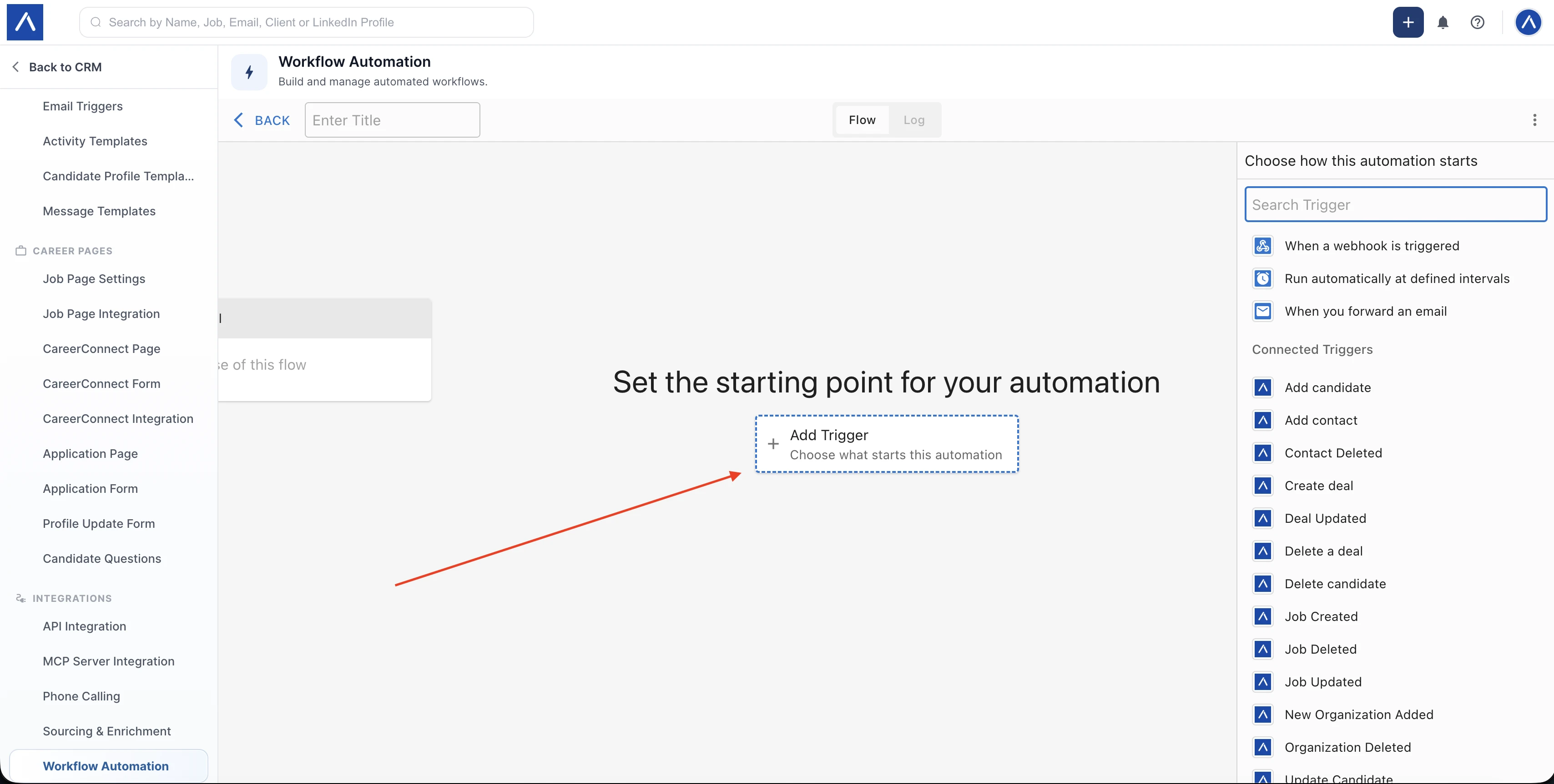 Add Trigger starting point